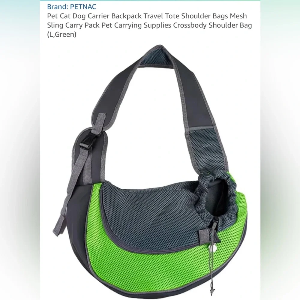 🆕Dog Crossbody Satchel Dog Purs..ppy Black & Green Stylish Pet Sling Carrier